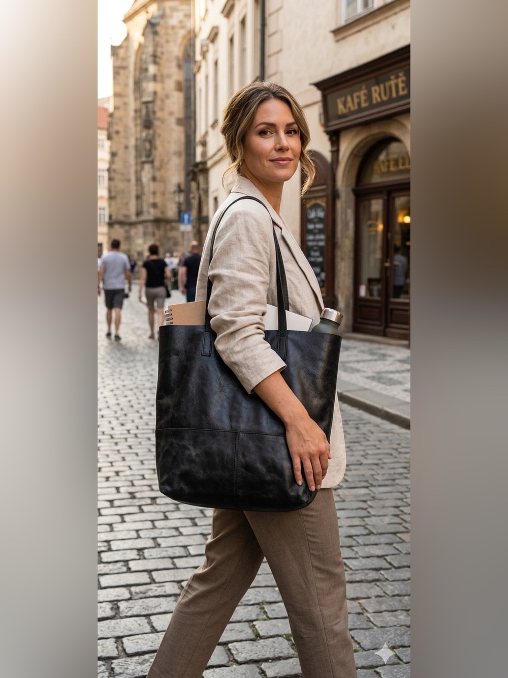 Able Classic Black Leather Tote bag very good condition
